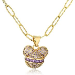 Bear Pendant Crystal Necklace Cute Animal Jewelry for Women Teen Girls