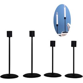 Retro Iron Candlestick Holder, Tea Light Holder,Candle Stick Holder-Set of 4 for Taper Candle Fits 3/4 inch Candle & LED Candles Birthday Weddings Dinning Party Decor(Black-4P)