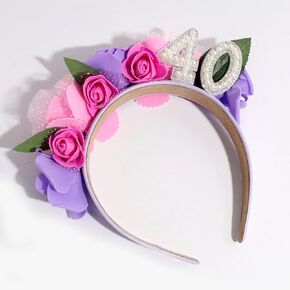 40th Birthday Crown 40th Birthday Headband 40th Birthday Tiara for Women, 40th Birthday Decoration Birthday Gift for Women, 40th Birthday Accessories for Women