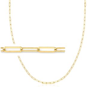 Ross-Simons 2-In-1 Italian 18kt Gold Over Sterling Paper Clip Link Necklace and Eyeglass Chain. 30 inches