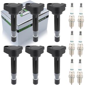 6 Pack UF242 C1221 Ignition Coils Pack for Honda Odyssey Pilot Civic Accord for Acura MDX TL RL EL CL Vue - V6 3.0L 3.2L 3.5L with Spark Plug # C242,1788303 5C1013 50063 30520P8EA01