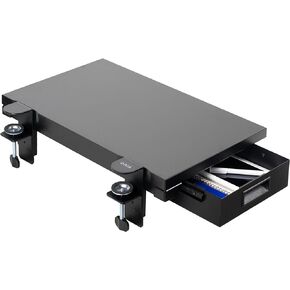 VIVO Premium Clamp-on 24 x 14 inch (17 Including Clamps) Desk Extender with Built-in Storage Drawer, Keyboard Tray, Table Extension Organizer for Office Desks, Black, DESK-EXT24D
