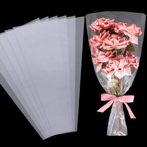 Whaline 200Pcs Clear Flower Bouquet Bags Graduation Plastic Floral Cellophane Sleeves Bulk Florist Wrapping Packaging Supplies for Father's Day Mother’s Day Valentine’s Day Wedding Anniversary