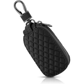 Key Fob Case Cover, Genuine Leather Key Fob Holder, Car Key Cover Holder Anti Scratch Car Key Protector with Zipper