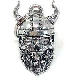 Bravo Bells Viking Warrior Skull Bell - Biker Bell Accessory or Key Chain for Good Luck on The Road - Made in the USA