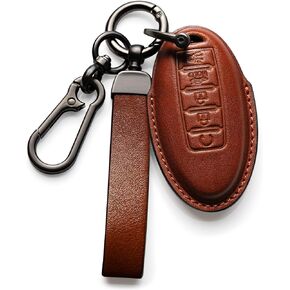 Nissan Key Fob Cover Leather Lanyard Keychain Holder car Key Case Altima Armada Pathfinder Rogue Sport Sentra Versa Murano Infiniti Q50 Q60 QX50 QX60 QX80 QX70 accessories