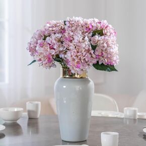 10PCS Fake Hydrangea Full Artificial Flowers Hydrangea Bouquet Faux Flower Centerpieces for Tables Home Wedding Bridal Bouquet Office Party DIY Floral Decor