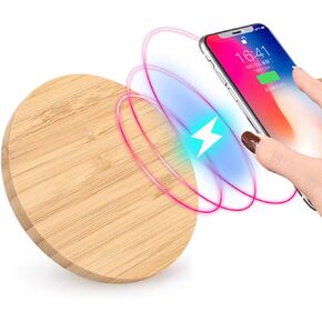 Wireless Charging Pad, 15W Bamboo Wireless Charger, Fast Qi Wireless Charging Station, Compatible with Note 8, S8, S8 Plus, S7, S7 Edge, S6, S6 Edge, S10, S10e, S9, S8, G7