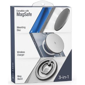 Encased Pack of 3 Compatible with MagSafe Accessories - Wireless Phone Charger, Slim Magnetic Phone Mount and Ring Grip Holder for iPhone