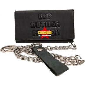 BMF Leather Biker Wallet with Chain New Tough Black Leather Version