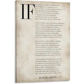 If Rudyard Kipling Motivational Poster, If Poem Kipling Inspirational Prints, Wall Art Poetry Poster Canvas Wall Art Prints for Wall Decor Room Decor Bedroom Decor Gifts Posters 12x18inch(30x45cm) F