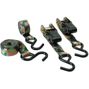HME Durable Reliable Versatile Weather-Resistant Camouflage Ratchet 1500 lb Capacity 1' x 8' Tie-Down Straps - 4 Pack