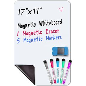 INMORVEN Small White Board Dry Erase Menu Planner, Magnetic Whiteboard for Fridge Grocery List, Refrigerator White Boards to Do List, with Markers and Eraser