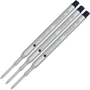 Lanier Combo Pack - 3 Pack - Monteverde® Capless S42 Gel Ink Refill Compatible with Most Sheaffer® Style Ballpoint Pens - Black (Fine Tip 0.6mm)