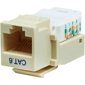 Monoprice Cat6 RJ45 Toolless Keystone Jack - For 22-24AWG Solid Wire, For Use With Wall Plate or Ethernet Panel, White