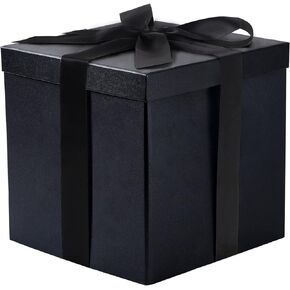 RUSPEPA Medium Birthday Gift Box with Lids, Ribbon and Tissue Paper, Collapsible Gift Box - 1 Pcs, 9x9x9 Inches, Pink