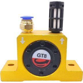 GT8 1/8'' Pneumatic Turbine Vibrators, Silent Golden Industrial Turbine Vibrator for hopper Golden with Free Muffler, Pneumatic Ball Vibrators With Silencer and Connector
