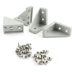 4Sets 2040 Corner Fitting Angle Aluminum 20 x 40 L Connector Bracket Fastener Fasten Connector with Allen Screws and T Nut for 2020 Series Extrusion Aluminum Profile Black
