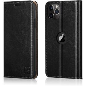 Belemay iPhone 11 Pro Max Wallet Case, iPhone 11 Pro Max Case, [Genuine Cowhide Leather Case] Folio Flip Cover Card Holder Slots, Cash Pockets, Kickstand Compatible iPhone 11 Pro Max (6.5-inch), Brown