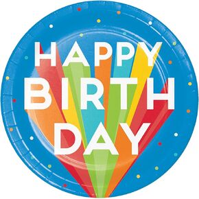 Creative Converting Happy Birthday Bash Paper Plates, 8 ct