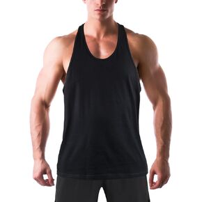 Men's Workout Tank Tops, Bodybuilding Muscle Sleeveless T Shirts for Men, Mens Y-Back Undershirts Cotton Gym Tank Top