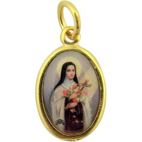 Gold Toned Base with Epoxy Image Catholic Saint Medal Pendant, 1 Inch