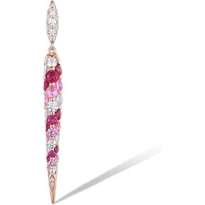 Santuzza 925 Sterling Silver Long Icicle Gemstone Pendant Pink Sapphire Cubic Zirconia Pendant for Women