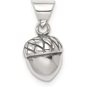Solid 925 Sterling Silver Acorn Pendant Charm - 10mm x 9mm