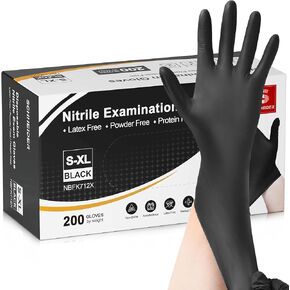 Schneider Nitrile Exam Gloves, Medium, 200-ct Box, 4-mil, Black Disposable Gloves Latex-Free, Powder-Free, Food Safe, Medical Gloves for Cooking, Cleaning, Examination