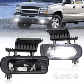 OPP ULITE LED Fog Lights for Chevy Silverado 1500 2500 1999-2002, 2000-2001 Silverado 1500HD 2500HD 3500, 2000-2006 Chevrolet Suburban Tahoe Bumper Driving Fog Light, Plug N Play, 2PC Pack