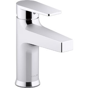 Kohler 74013-4-CP Taut Bathroom Sink Faucet, 1 Hole, Single-Handle Bathroom Faucets with Pop-Up Drain, 1.2 gpm, Polished Chrome