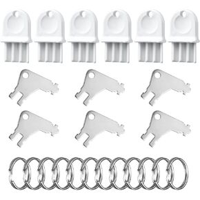12pcs Toilet Paper Dispenser Keys, White Hard Plastic&Mental Paper Towel Tissue Keys with 12pcs Holder Key Rings for Commercial Paper Hand for Hotel School Hospital Professional Replacement