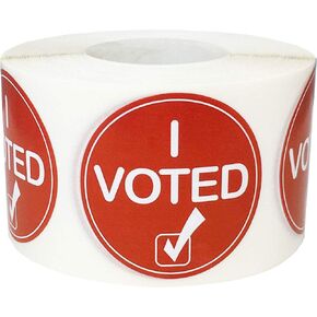 "I Voted" Check Mark Labels, 1.5" Circle Election Day Stickers, 500 Pack