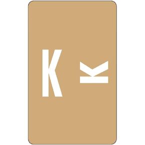 Smead AlphaZ ACCS Color-Coded Alphabetic Label, K, Light Brown, 100 Labels per Pack (67181)