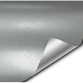 VViViD+ Fine Grain Silver Metallic Leather Soft Touch Vinyl Wrap Sheet Roll (1ft x 5ft)