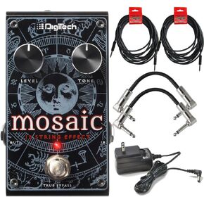دواسة تأثير الجيتار Digitech Mosaic Polyphonic 12 String Guitar للجيتار الكهربائي والصوتي مع محول طاقة تيار متردد وكابلين مسار للقيثارات وكابلين للأدوات in Kuwait