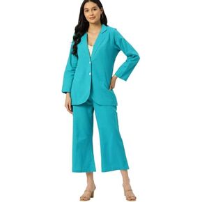 Women Trendy Solid Casual 2 Piece Outfits Matching Blazer and Trouser Suit Sets