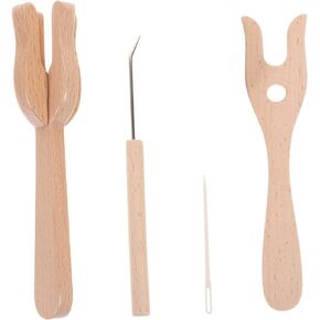 KONTONTY 1 Set Wooden Fork Braider Wood Decor Wood Tools Weaving Kit Crochet Fork Wooden Lucet Knitting Tools Knitting Needle Set Multi-use Knitting Needle Kit Knitting Fork Multipurpose