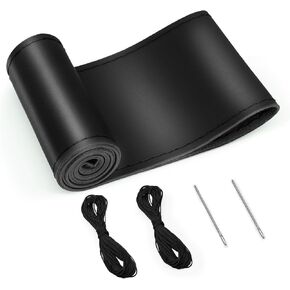 غطاء عجلة القيادة من الجلد من Xizopucy بأربطة، غرز جلدية يمكنك صنعها بنفسك على الغلاف، إبرتين وخيطين، لـ 15 1/2-16 بوصة (L5 أسود) in Kuwait