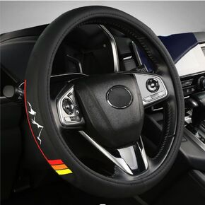Premium Leather American Flag USA Steering Wheel Cover Universal 14.5-15inch Compatible with Car Truck SUV