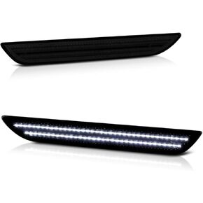 VIPMOTOZ Full White LED Smoke Lens Rear Side Marker Light Parking Lamp For 2015-2023 Ford Mustang S550, Driver & Passenger Side