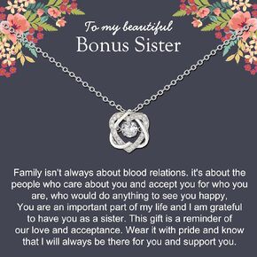 Sister Gifts, Sterling Silver Interlocking 2 Hearts Necklace for Sister in Law, Sister in Law Birthday Gift for Bonus Sister, Unbiological Sister Gifts, Christmas Jewelry