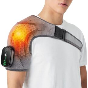 DeMoce Cordless Heated Shoulder Wrap Shoulder Massager for Men Women Heating Shoulder Brace Heating Pad 3 Heating Settings and Vibrations