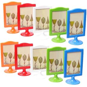 10 Pack 5 Colors Self Standing Photo,Double Sided Display Holder,Vertical Stand Photo Frame,Sign Stand,Each Frame Holds 2 Pictures 4x6,Portrait Menu Holders Ad Frame (Assorted Colors)