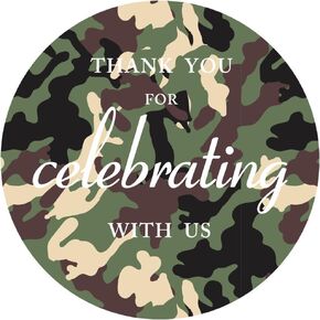 MAGJUCHE Army Camo Party Thank Stickers, Military Green Classic Camouflage Birthday Party Sticker Labels for Favors, Decorations, 2 Inch Round, 40-Pack