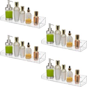 YestBuy أرفف عرض الحائط العائمة من الأكريليك، أرفف حمام شفافة، تخزين سميك شفاف غير قابل للحفر، أرفف العرض in Kuwait