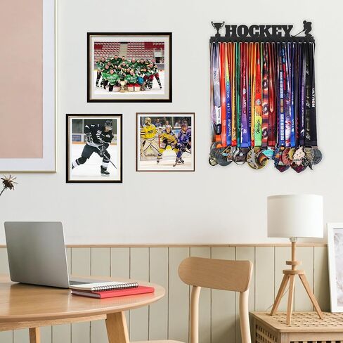 Goutoports Hockey Medal Hanger Display Holder Rack Frame for Sport Race - Sturdy Black Steel Metal Over 60 Medals Easy to Install in Saudi Arabia