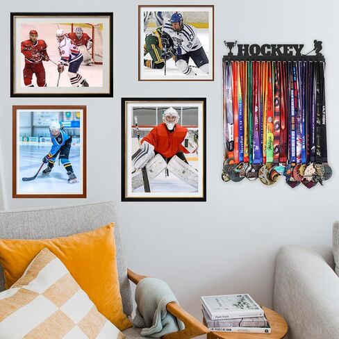 Goutoports Hockey Medal Hanger Display Holder Rack Frame for Sport Race - Sturdy Black Steel Metal Over 60 Medals Easy to Install in Saudi Arabia