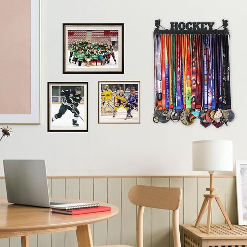 Goutoports Hockey Medal Hanger Display Holder Rack Frame for Sport Race - Sturdy Black Steel Metal Over 60 Medals Easy to Install in Saudi Arabia