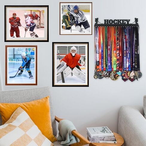Goutoports Hockey Medal Hanger Display Holder Rack Frame for Sport Race - Sturdy Black Steel Metal Over 60 Medals Easy to Install in Saudi Arabia